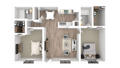 a floor plan of a bedroom with a bathroom and a living room